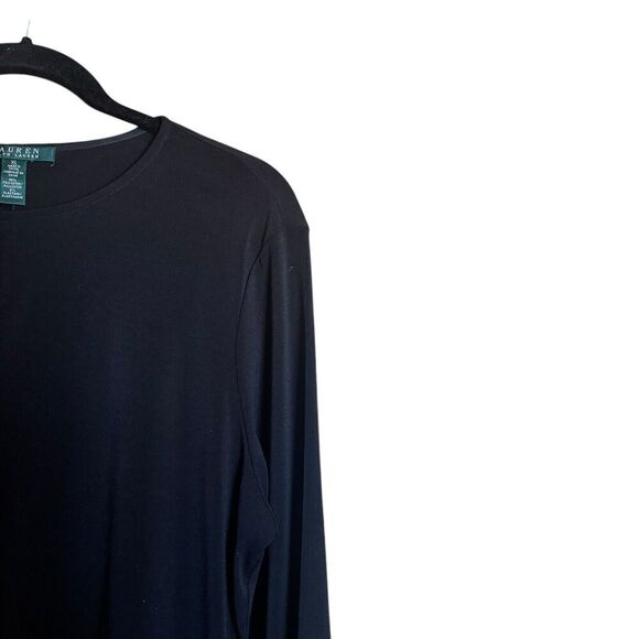 Lauren Ralph Lauren Tunic Top Womens XL Black Keyhole Front Stretch Blouse - Picture 3 of 8